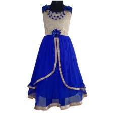 My Lil Princess Golden Blue Beeds Gown